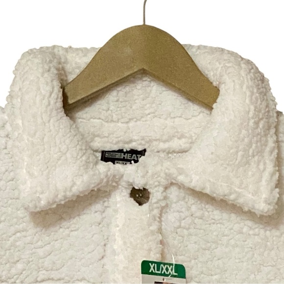 32 Degrees Heat Cozy Fleece Shirt Jacket Women's XL/XXL Cream Soft Oversized NWT - Picture 7 of 11